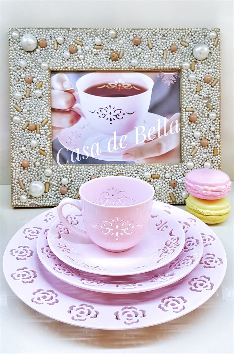 Rosemary Dantels 12 Prç. Pembe Çay Tk.