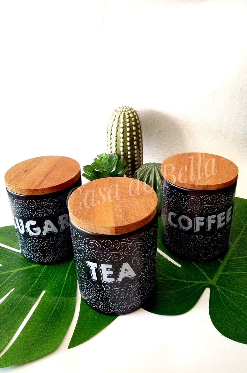 Ahşap Kapaklı 3 lü Baharatlık/Kavanoz