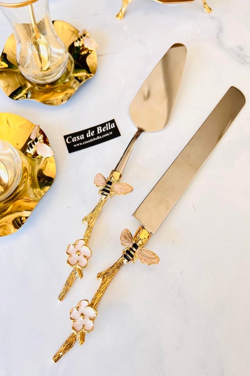 BAL BÖCEĞİ 2 PARÇA LÜKS SPATULA BIÇAK SERVİS SETİ