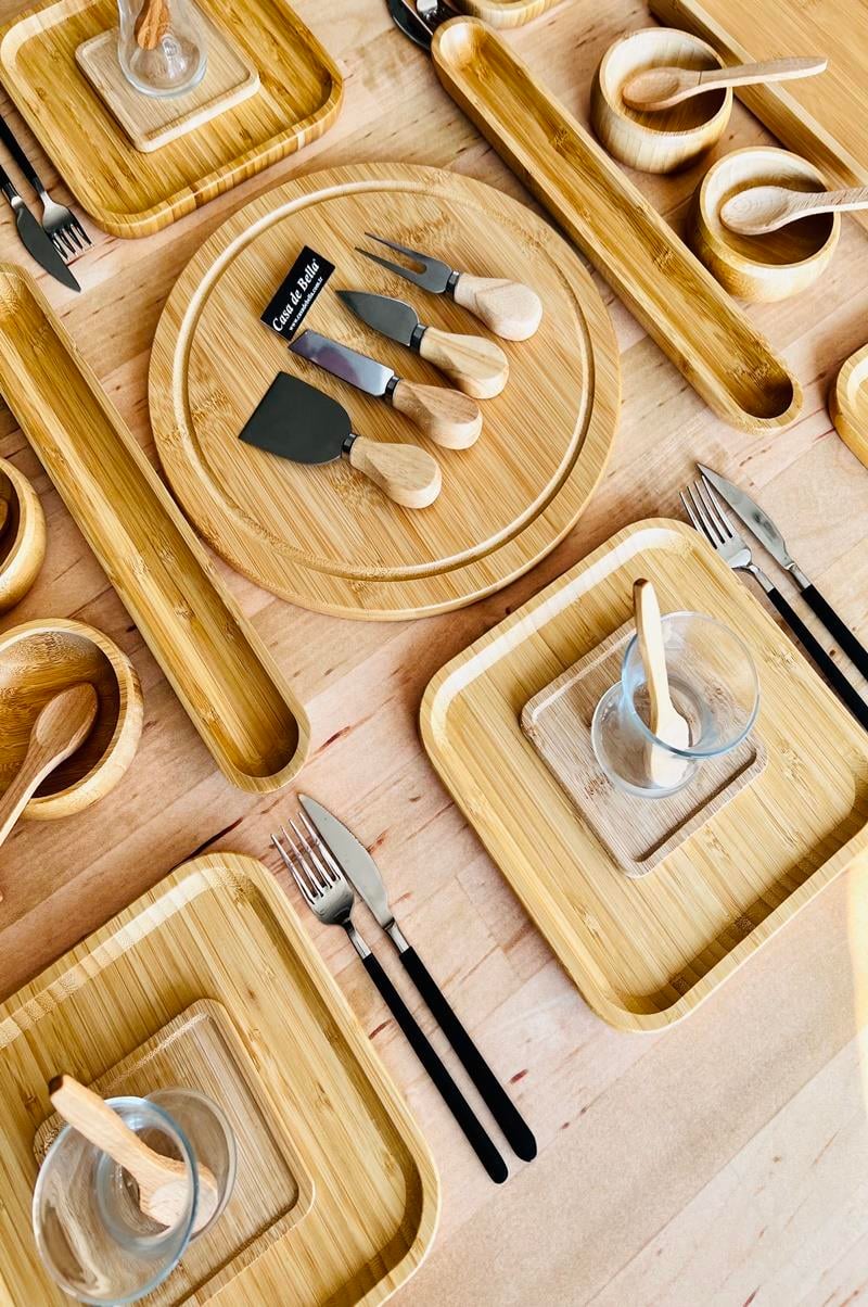 Bambu 38 Parça Kare Servis Tabaklı 6 Kişilik Kahvaltı Takımı