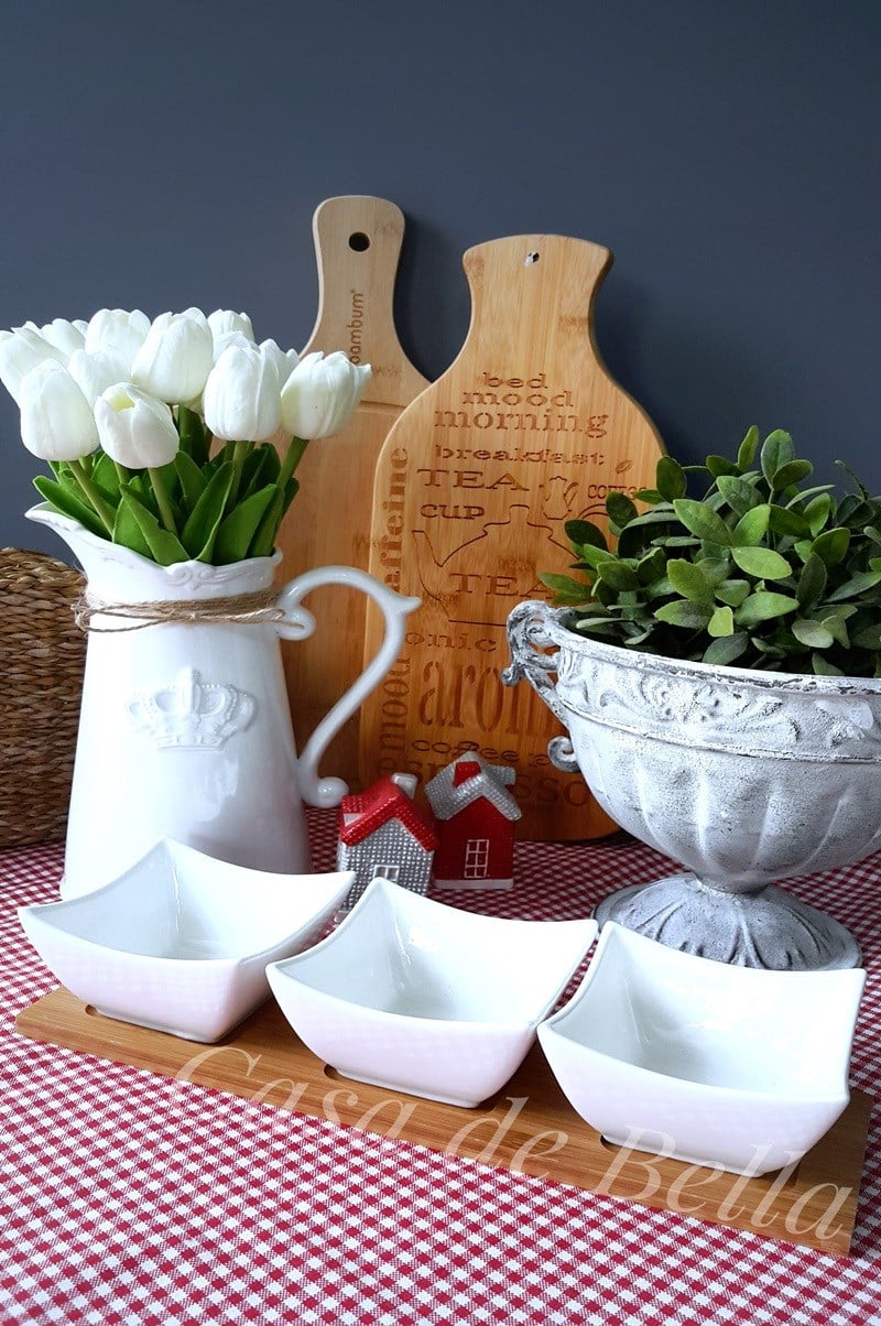 Bambu Standlı Porselen 3 lü Çerezlik