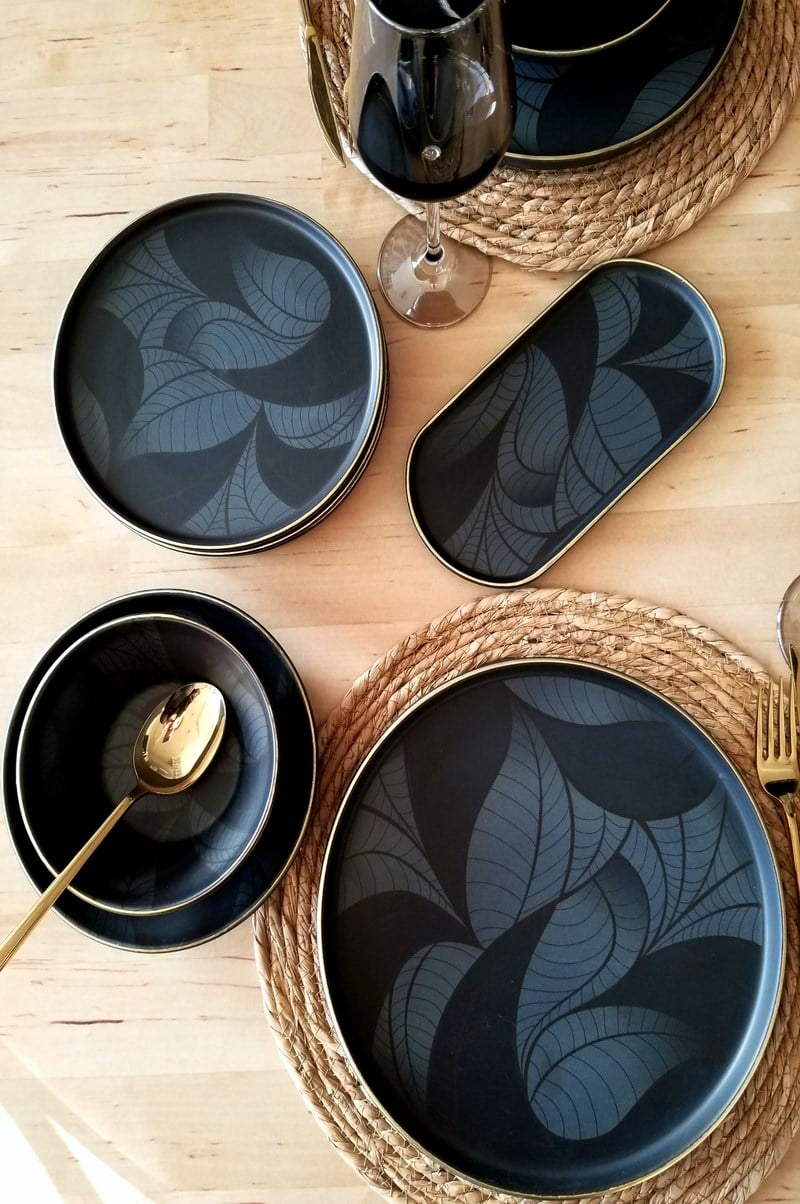 Black Modern 54 Parça 12 Kişilik Porselen Yemek Takımı 