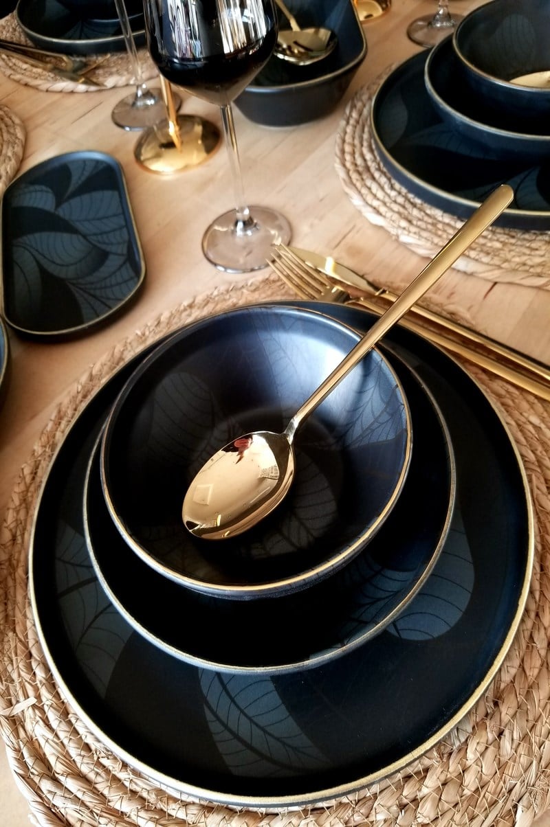 Black Modern 54 Parça 12 Kişilik Porselen Yemek Takımı 