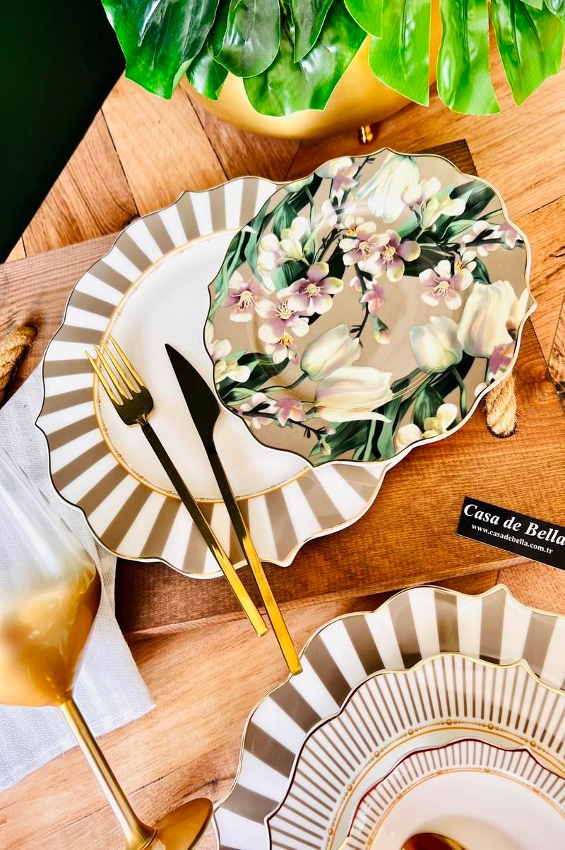 Bone China 12 Kişilik 48 Parça Lüks Yemek Takımı