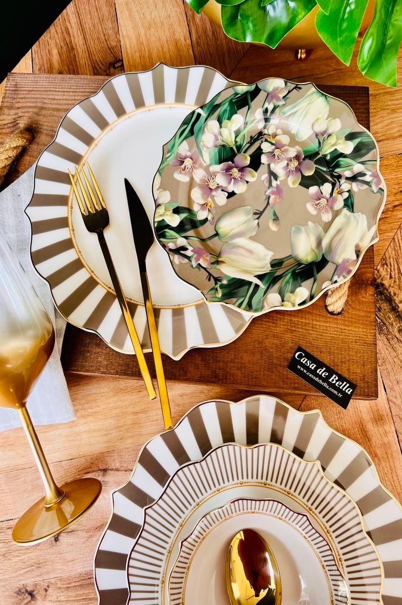 Bone China 12 Kişilik 48 Parça Lüks Yemek Takımı