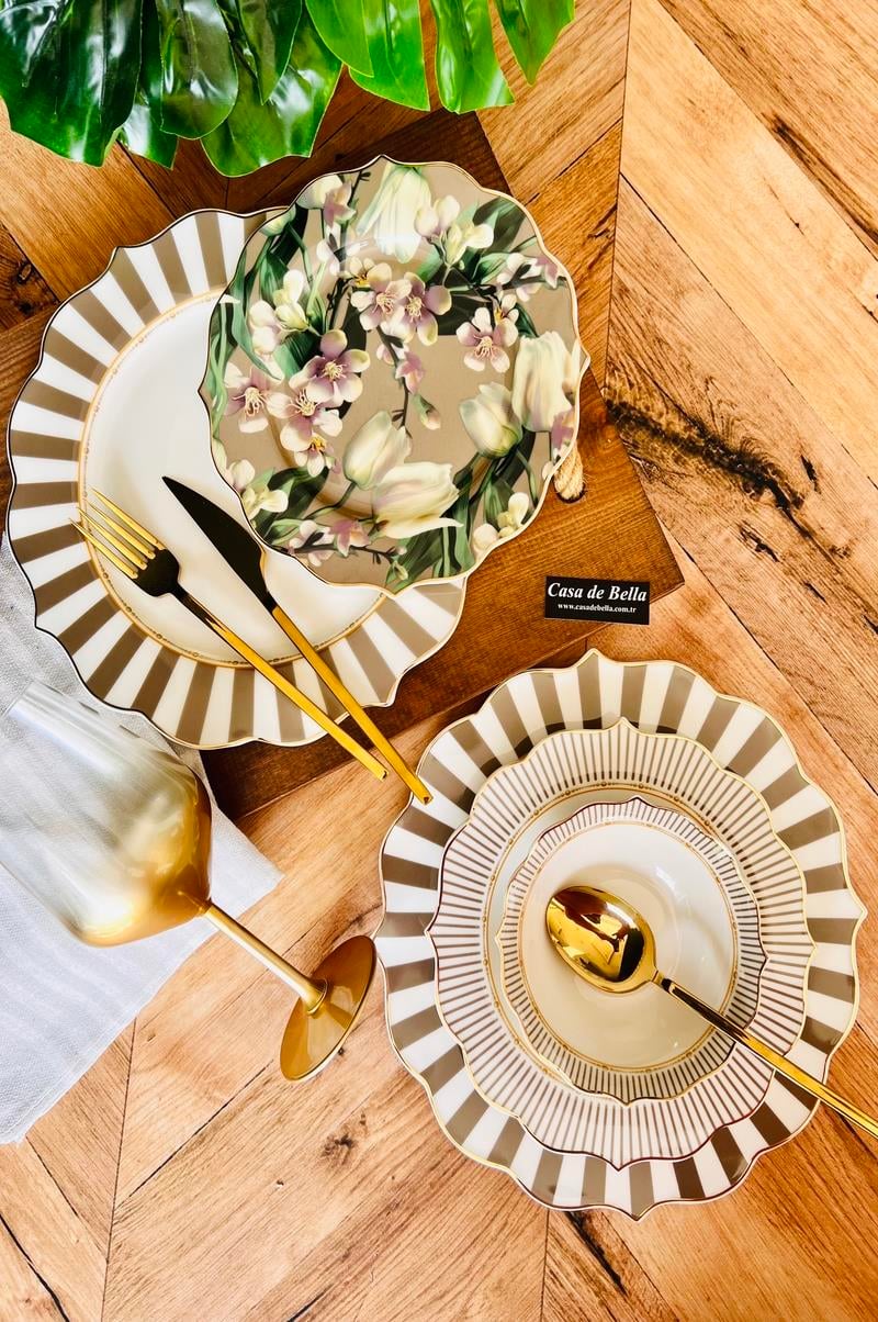 Bone China 12 Kişilik 48 Parça Lüks Yemek Takımı