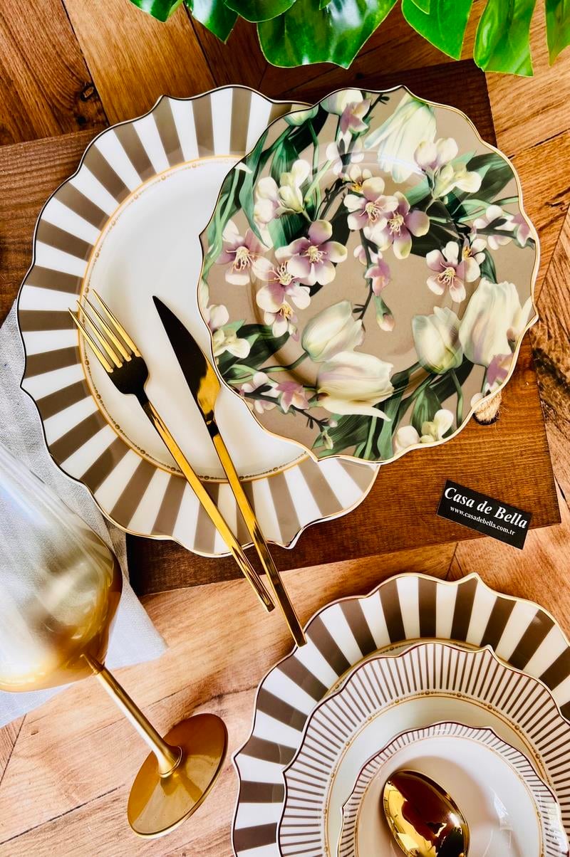 Bone China 6 Kişilik 24 Parça Lüks Yemek Takımı