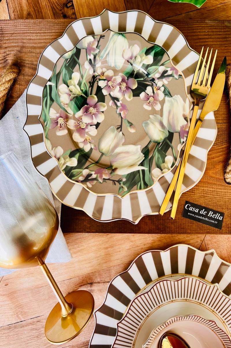 Bone China 6 Kişilik 24 Parça Lüks Yemek Takımı