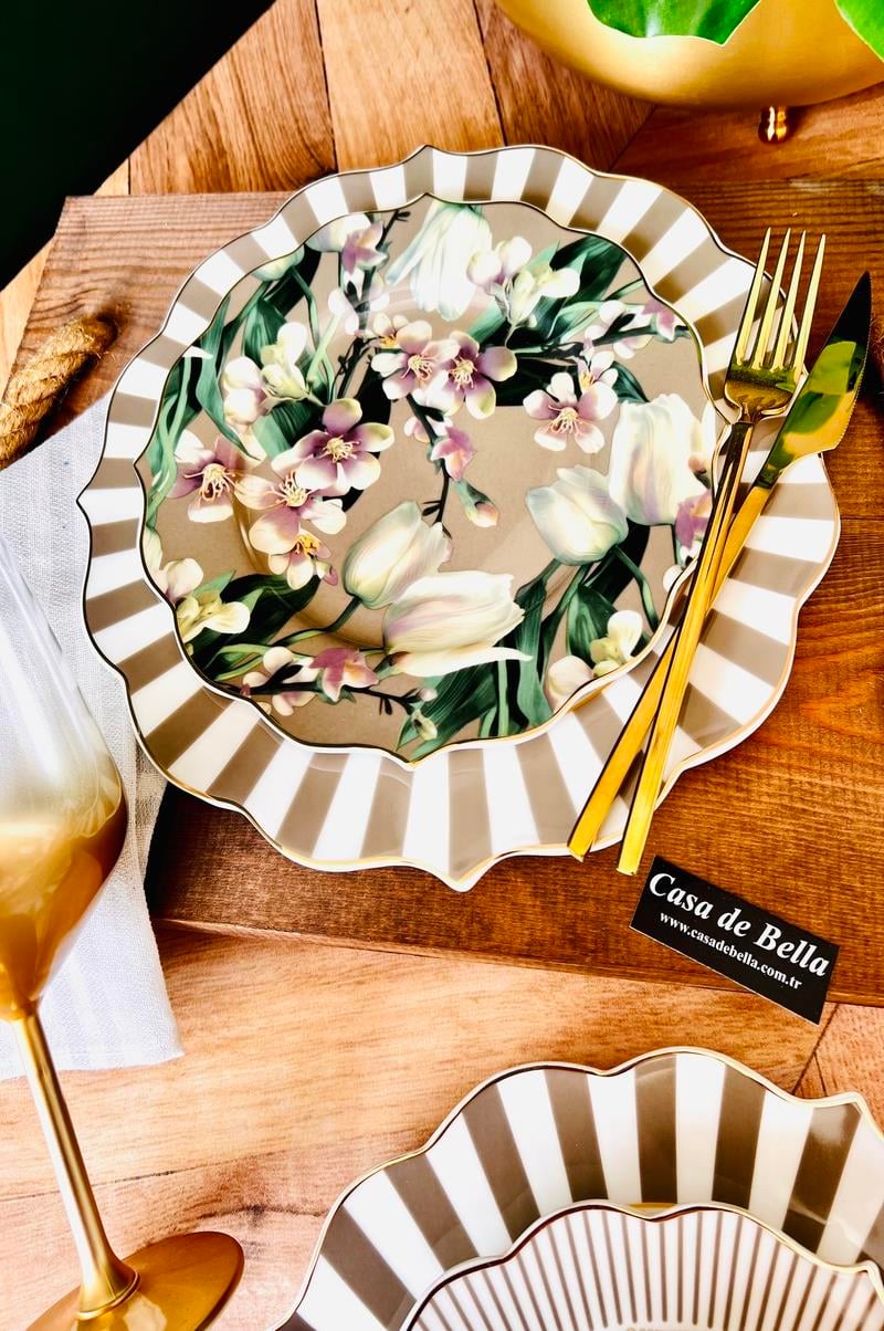 Bone China 6 Kişilik 24 Parça Lüks Yemek Takımı