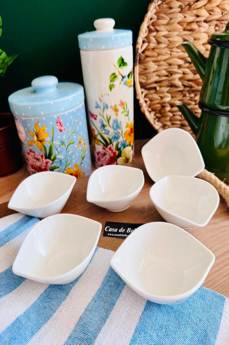 Bone Porselen 6lı Sunumluk Kase Kahvaltılık Şekerlik Reçellik Sosluk Çerezlik 11CM