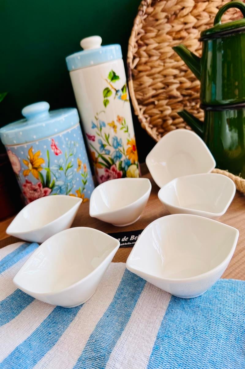 Bone Porselen 6lı Sunumluk Kase Kahvaltılık Şekerlik Reçellik Sosluk Çerezlik 11CM