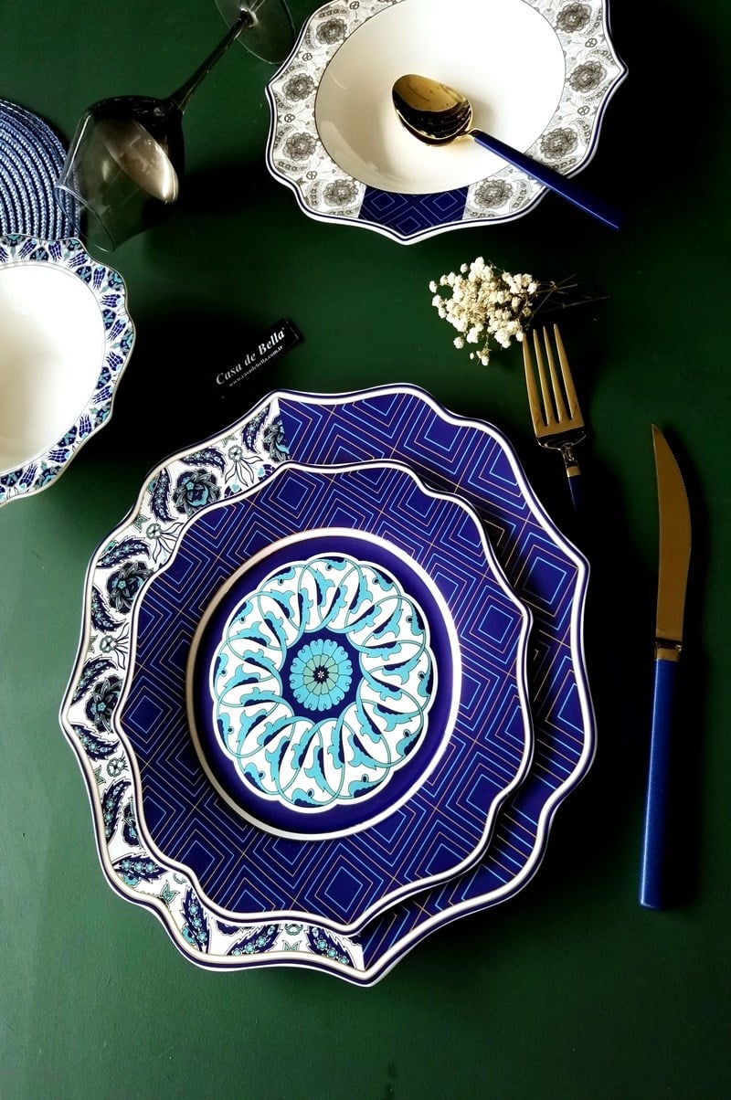 Bone Porselen ETNİK Desenli 6 Kişilik Yemek Takımı