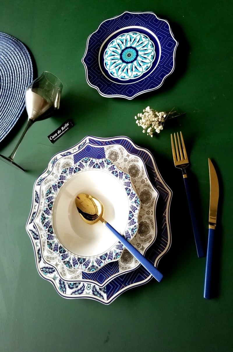 Bone Porselen ETNİK Desenli 6 Kişilik Yemek Takımı