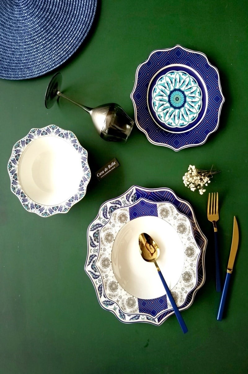 Bone Porselen ETNİK Desenli 6 Kişilik Yemek Takımı