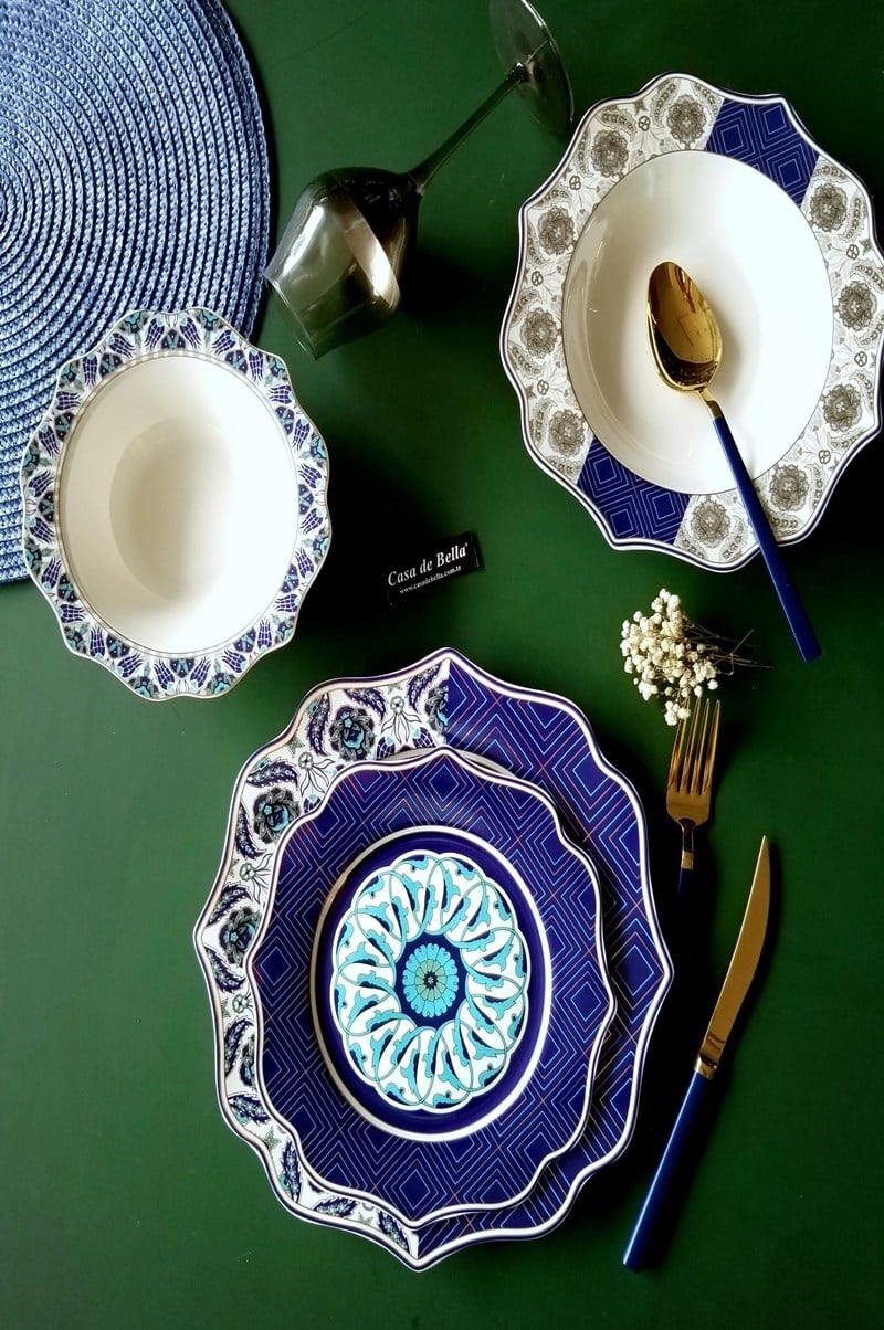 Bone Porselen ETNİK Desenli 6 Kişilik Yemek Takımı