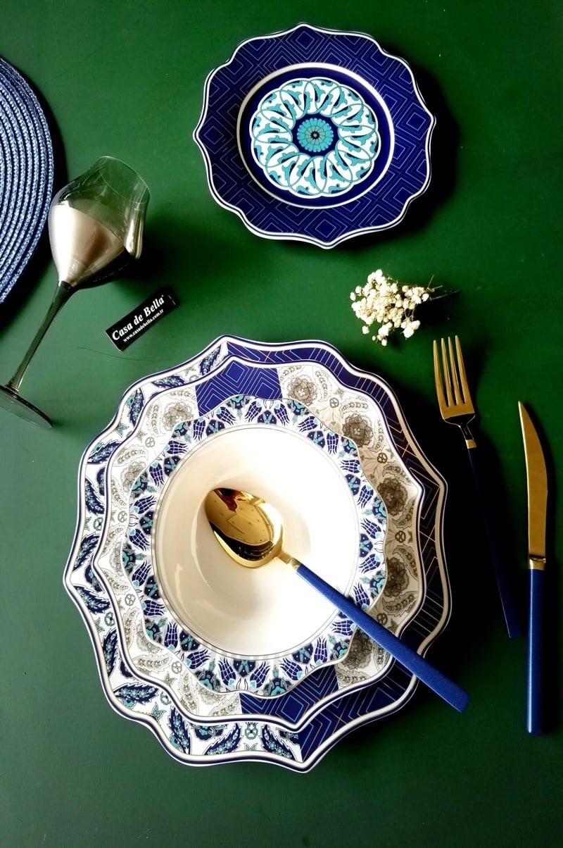 Bone Porselen ETNİK Desenli 6 Kişilik Yemek Takımı