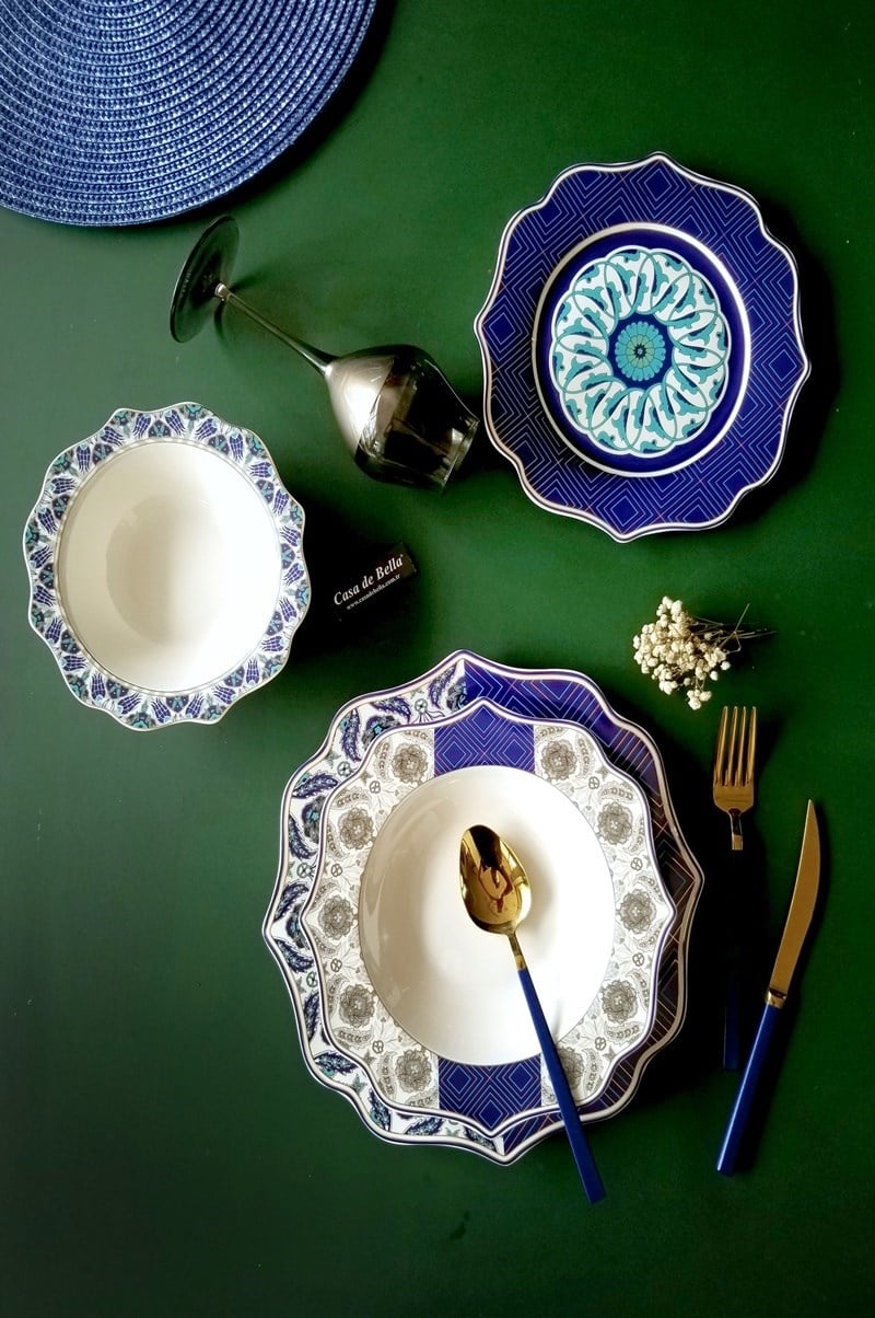 Bone Porselen ETNİK Desenli 6 Kişilik Yemek Takımı