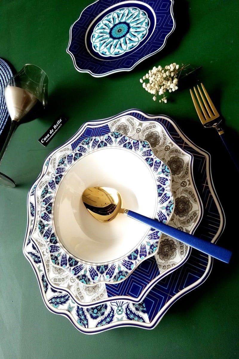 Bone Porselen ETNİK Desenli 6 Kişilik Yemek Takımı