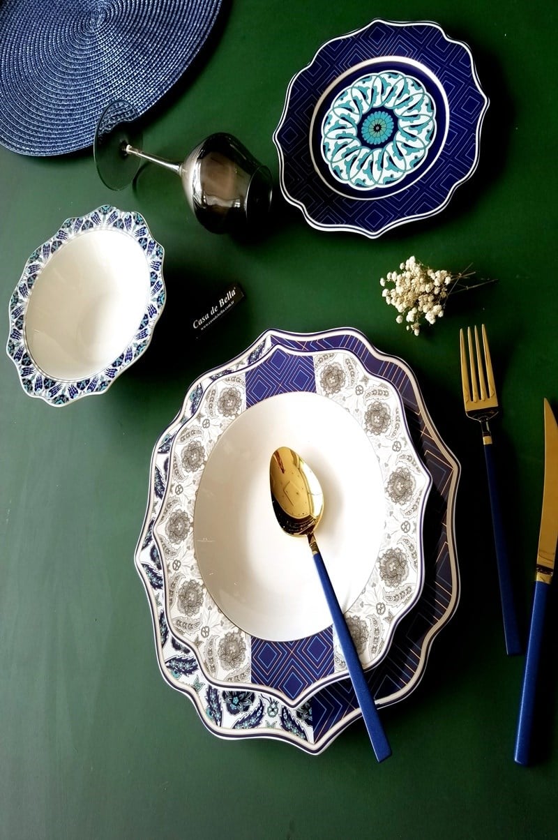 Bone Porselen ETNİK Desenli 6 Kişilik Yemek Takımı