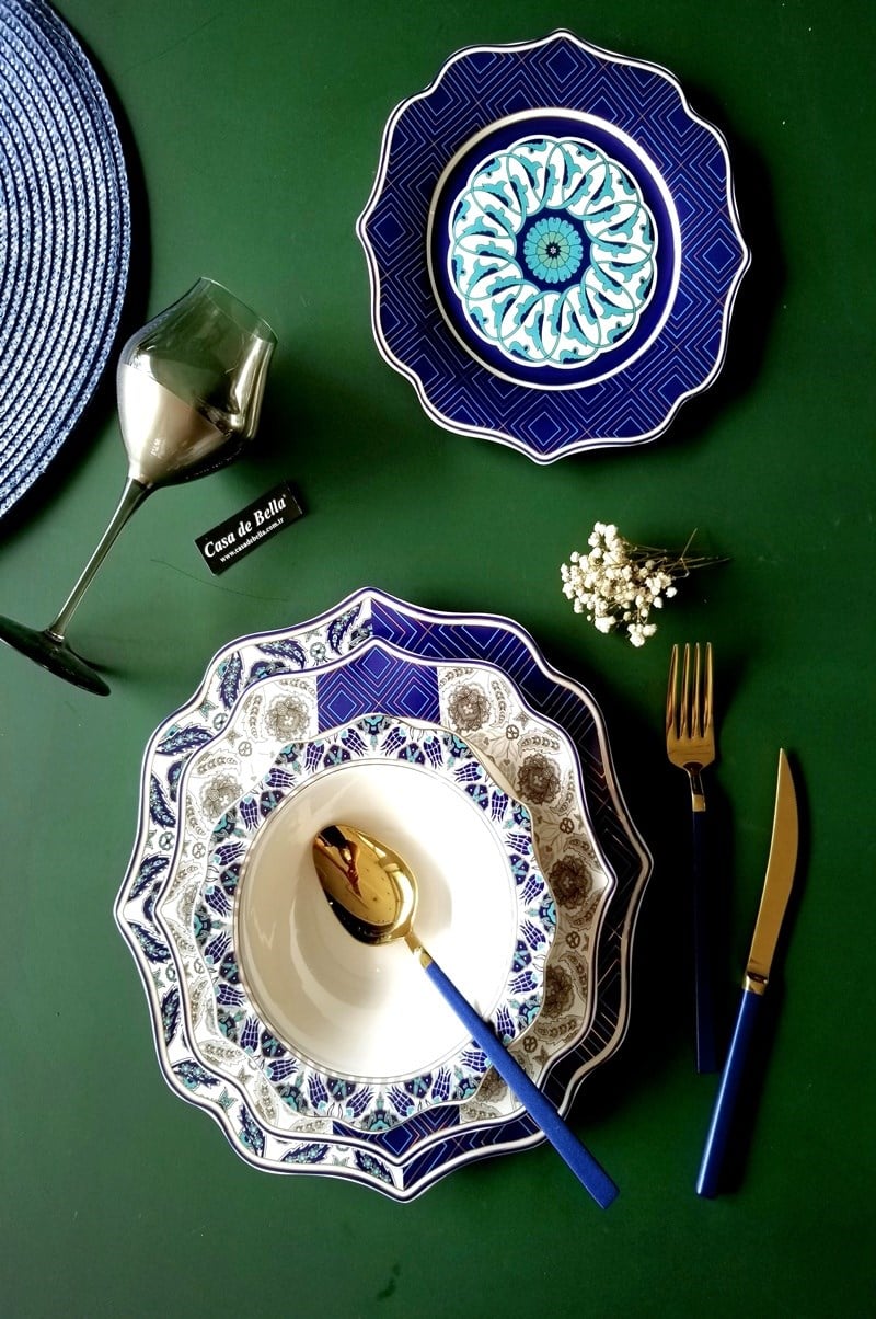 Bone Porselen ETNİK Desenli 6 Kişilik Yemek Takımı