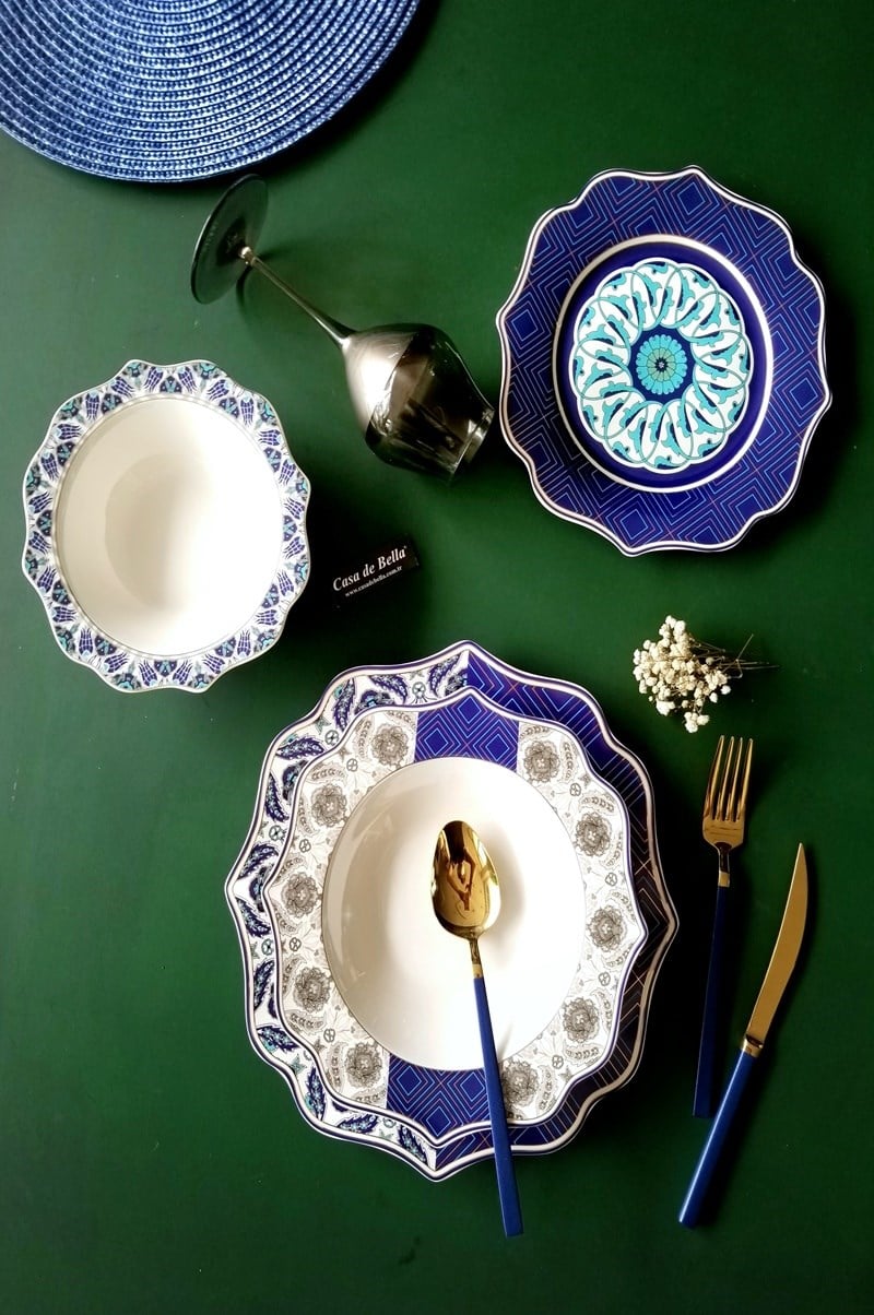 Bone Porselen ETNİK Desenli 6 Kişilik Yemek Takımı