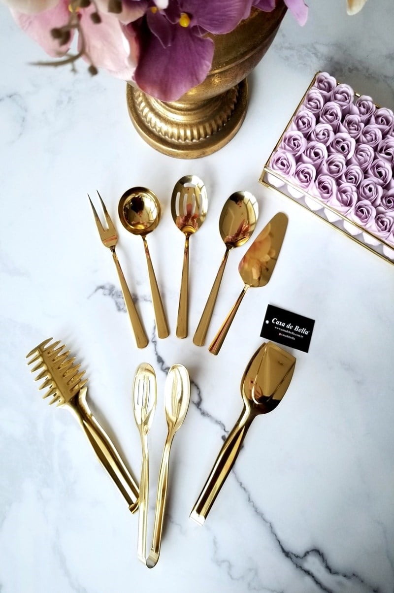 CASA DE BELLA 7 Parça Lüks Servis Seti - Gold