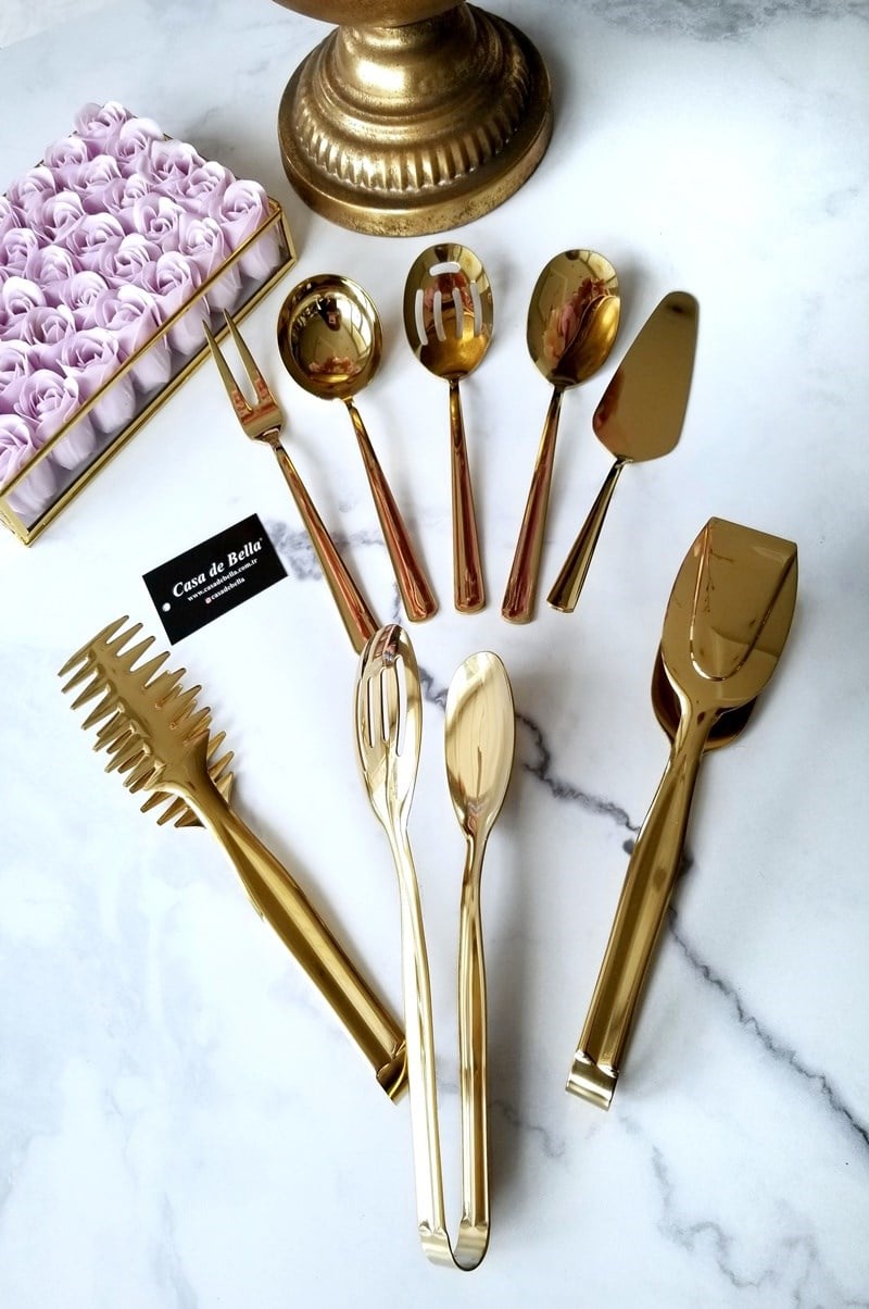 CASA DE BELLA 7 Parça Lüks Servis Seti - Gold