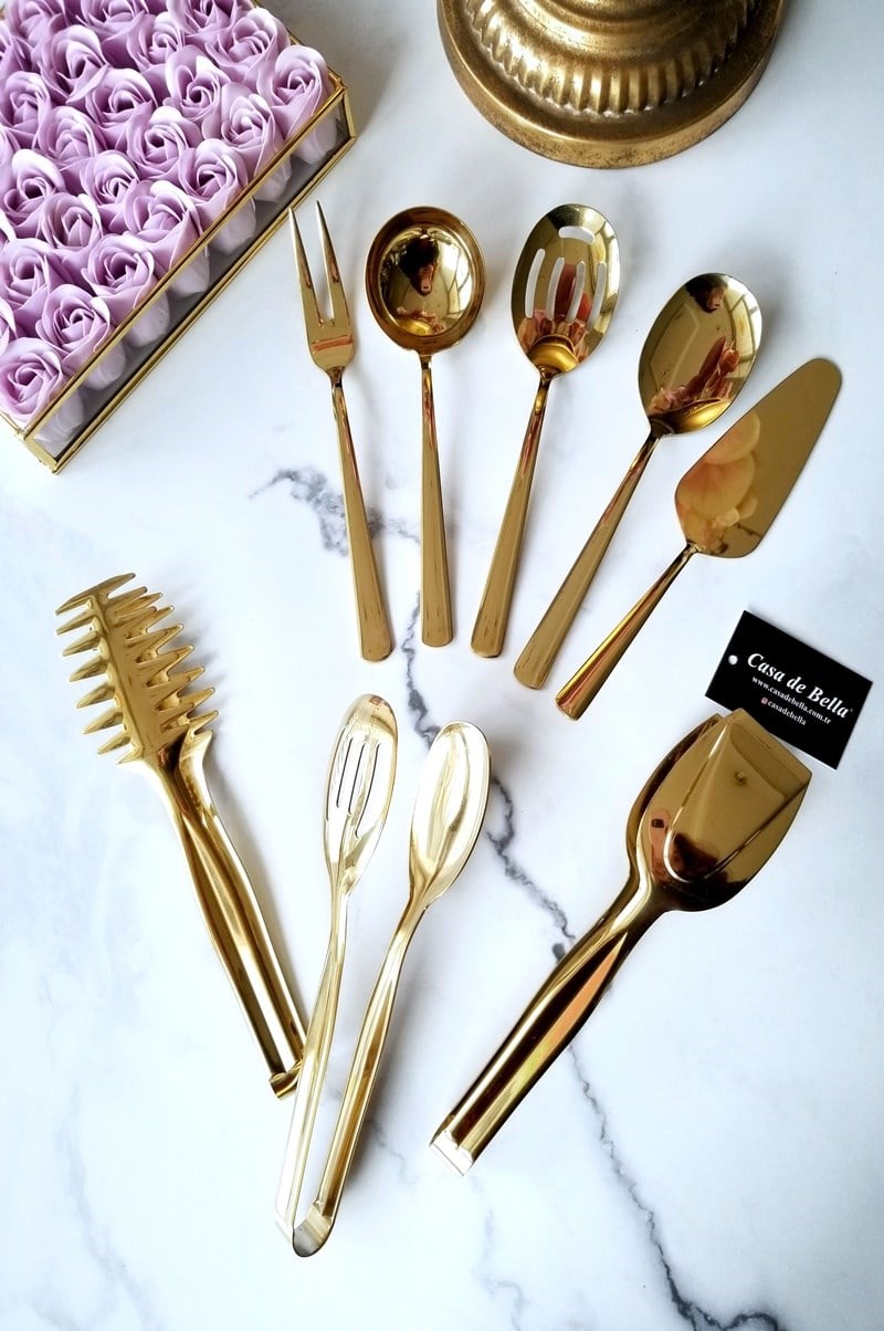 CASA DE BELLA 7 Parça Lüks Servis Seti - Gold