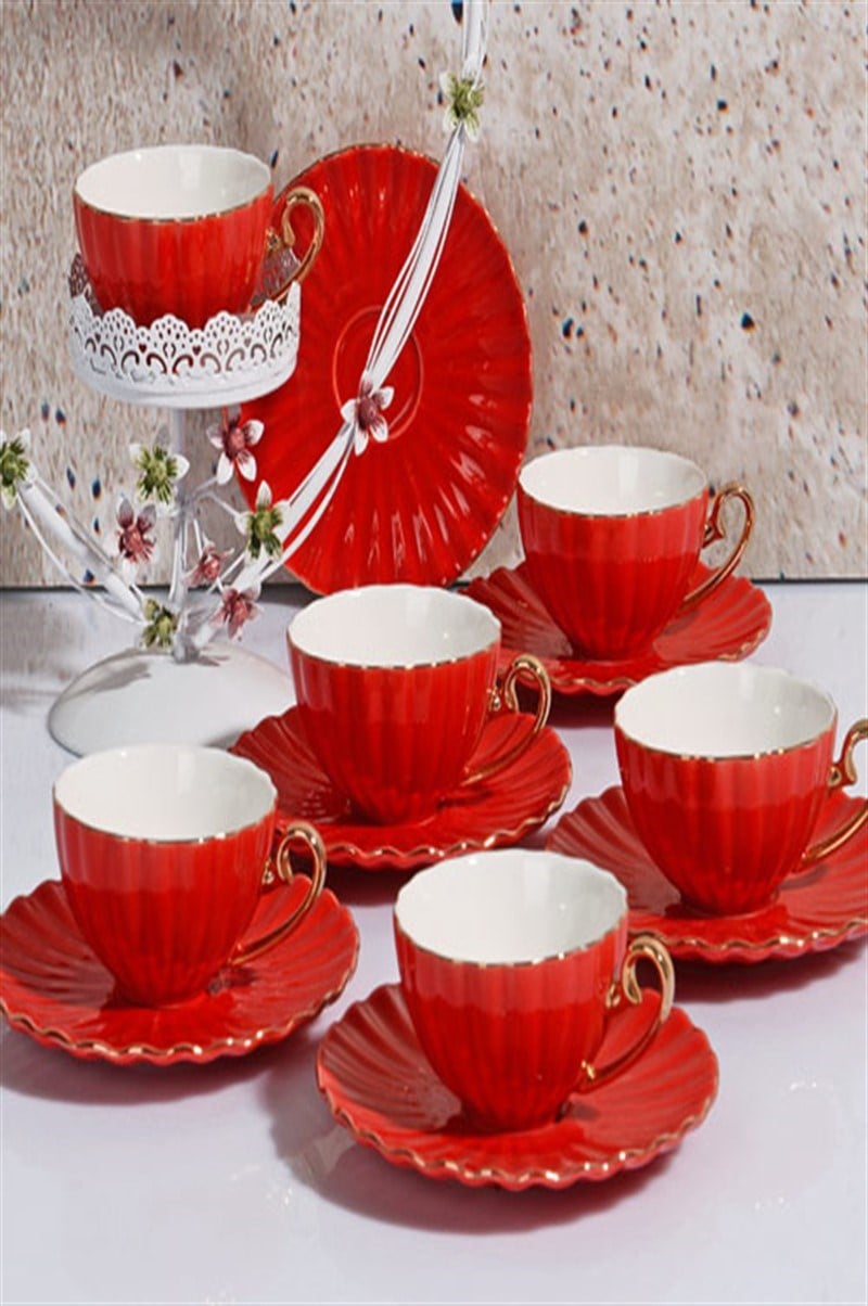 BONE CHINA 6LI KAHVE FİNCAN TAKIMI