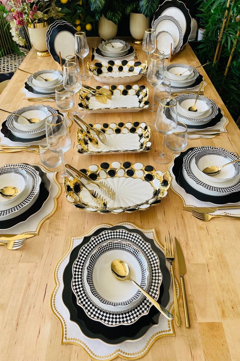 DAMA DESENLİ 12 KİŞİLİK 67 PARÇA YEMEK TAKIMI