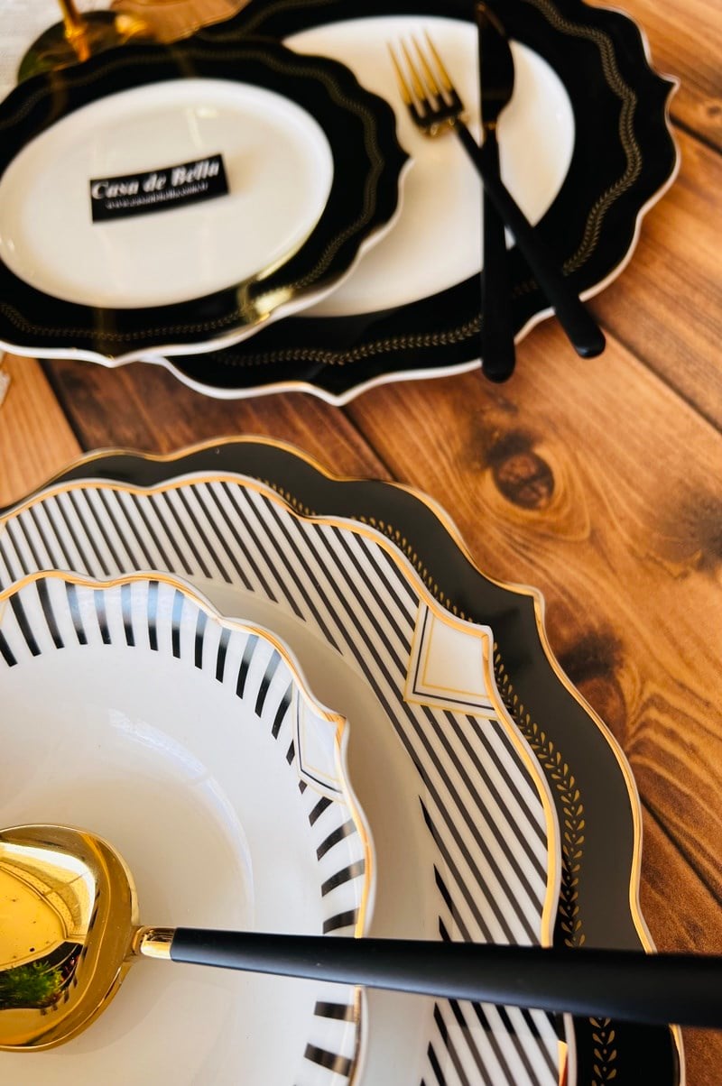 DARK Bone Porselen 24 parça Yemek Takımı