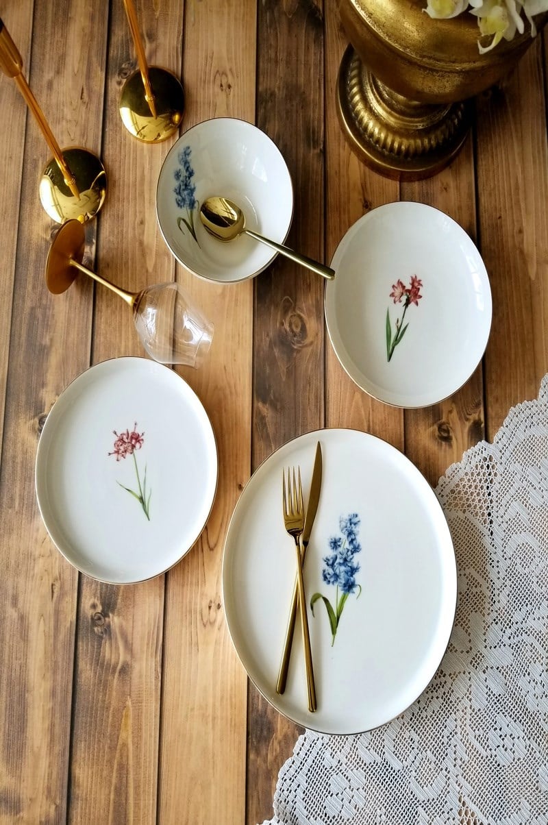 Floare Modern 132 Parça 12 Kişilik Yemek Takımı ve  Çatal Kaşık Bıçak Takım Seti