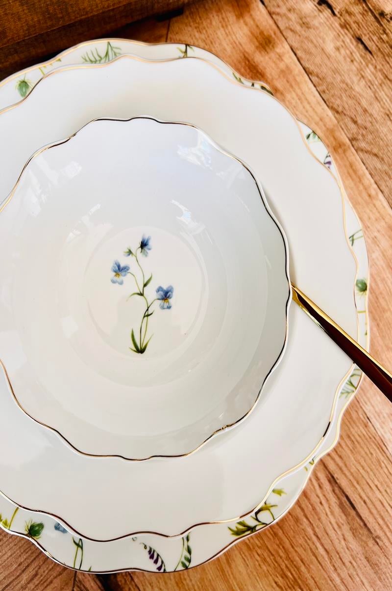 FLORAL Bone China 6 Kişilik 24 Parça Lüks Yemek Takımı
