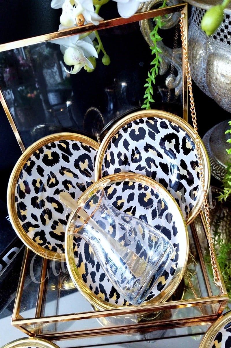Glore 6 Kişilik Leopar Desenli Çay Seti 