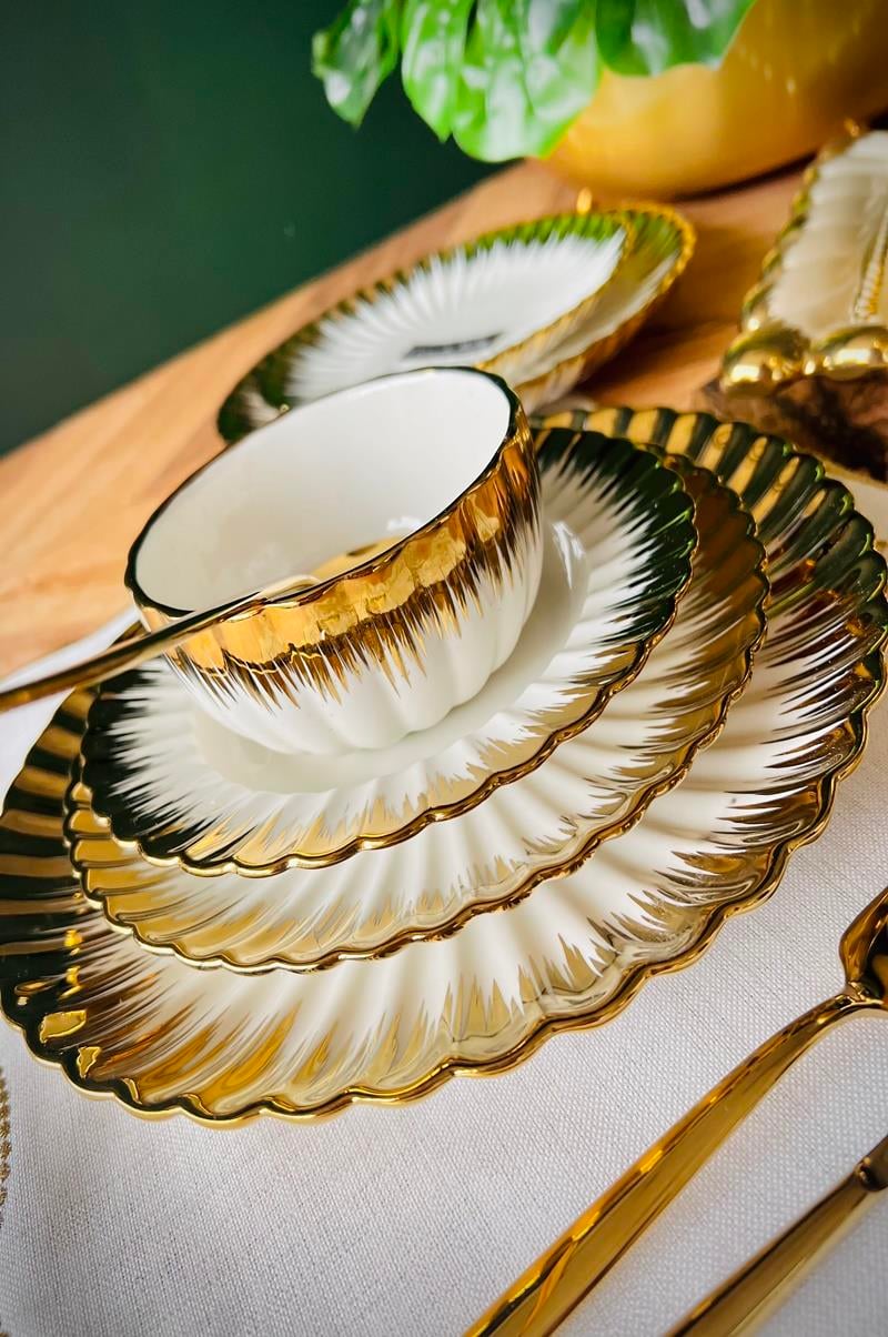 Gold 24 Parça 6 Kişilik Porselen Yemek Takımı