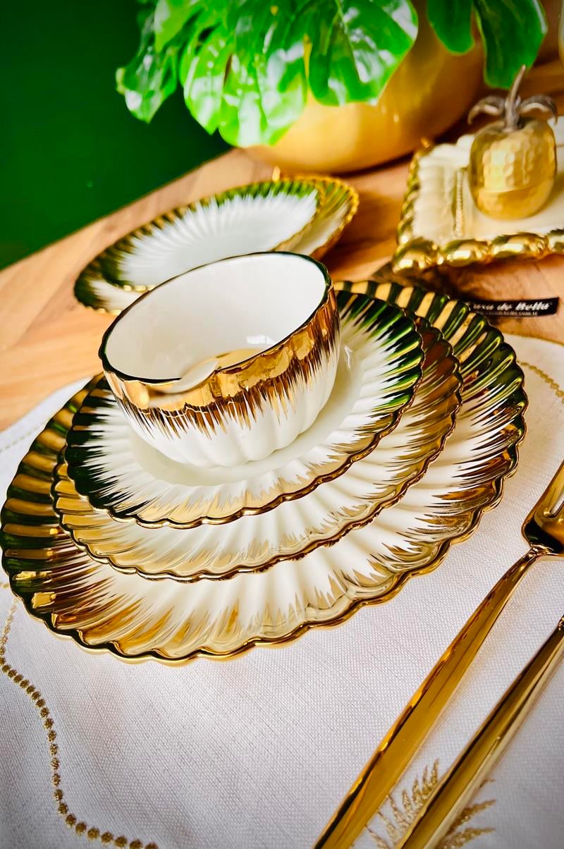Gold 24 Parça 6 Kişilik Porselen Yemek Takımı