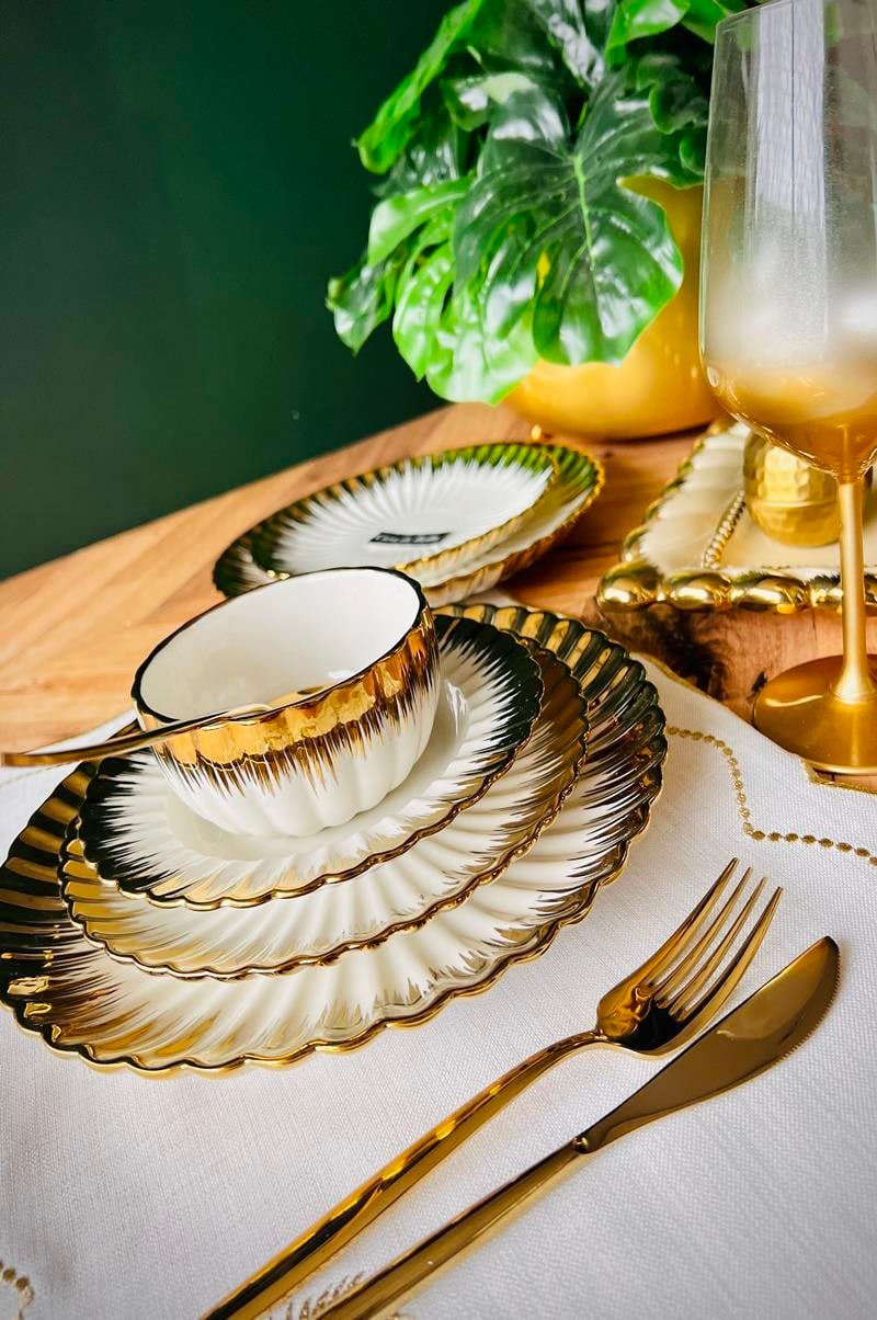 Gold 24 Parça 6 Kişilik Porselen Yemek Takımı