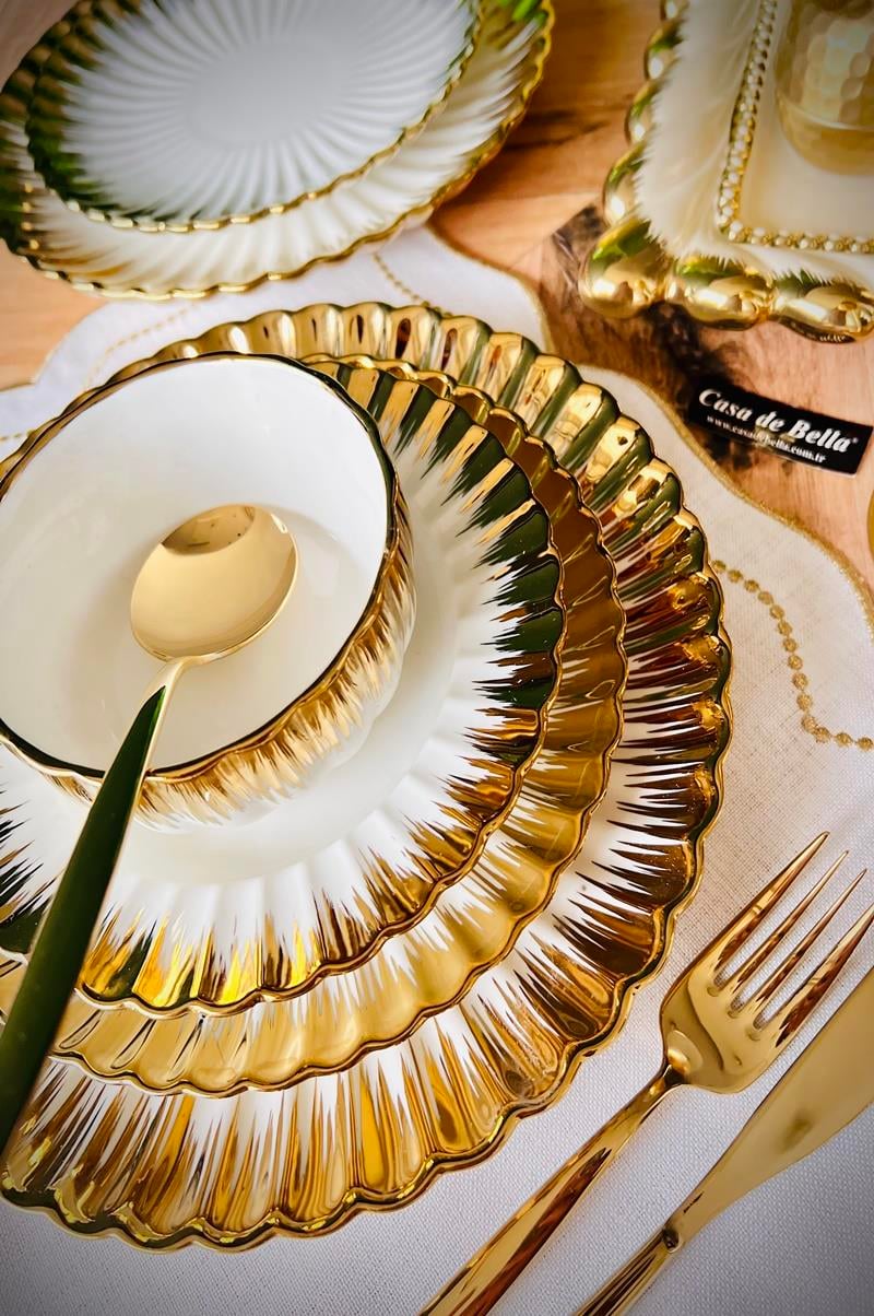 Gold 24 Parça 6 Kişilik Porselen Yemek Takımı