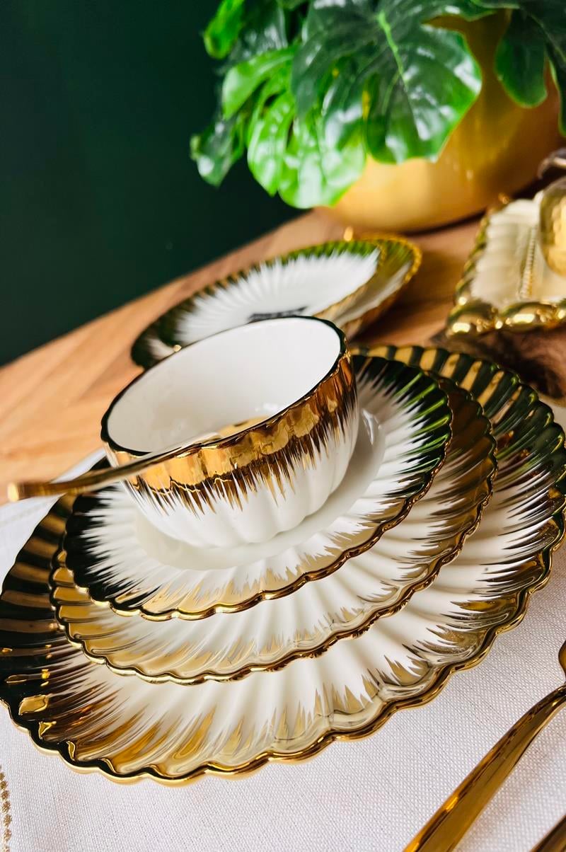 Gold 24 Parça 6 Kişilik Porselen Yemek Takımı