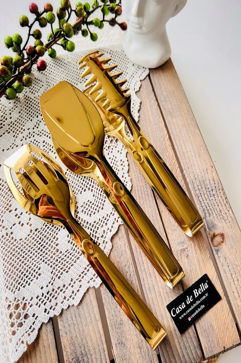 Gold 3 Parça Maşa Servis Seti