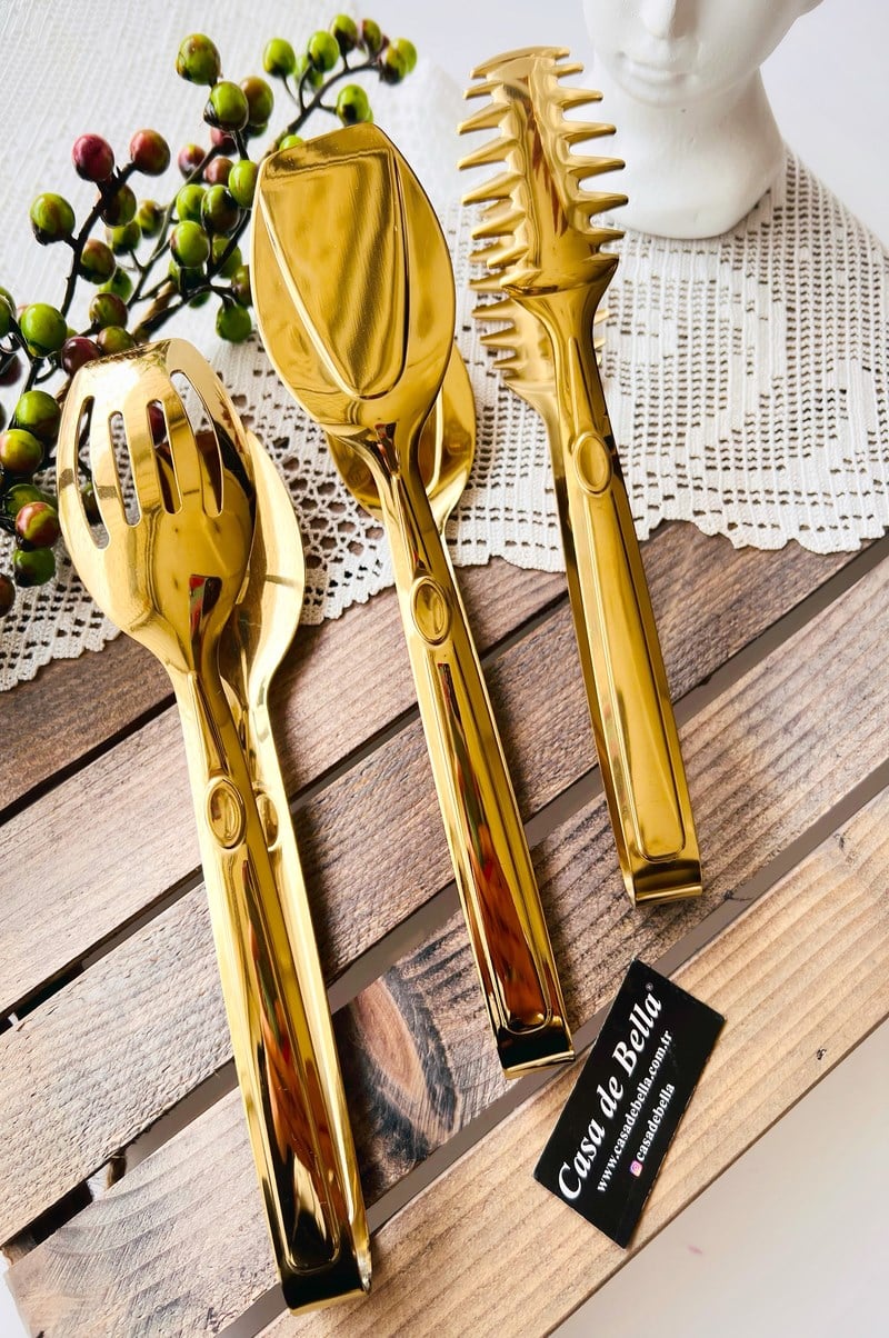 Gold 3 Parça Maşa Servis Seti