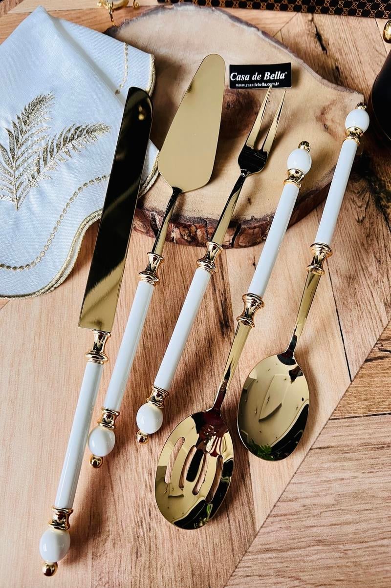 Gold 5 Parça Boncuk Figürlü Servis Seti