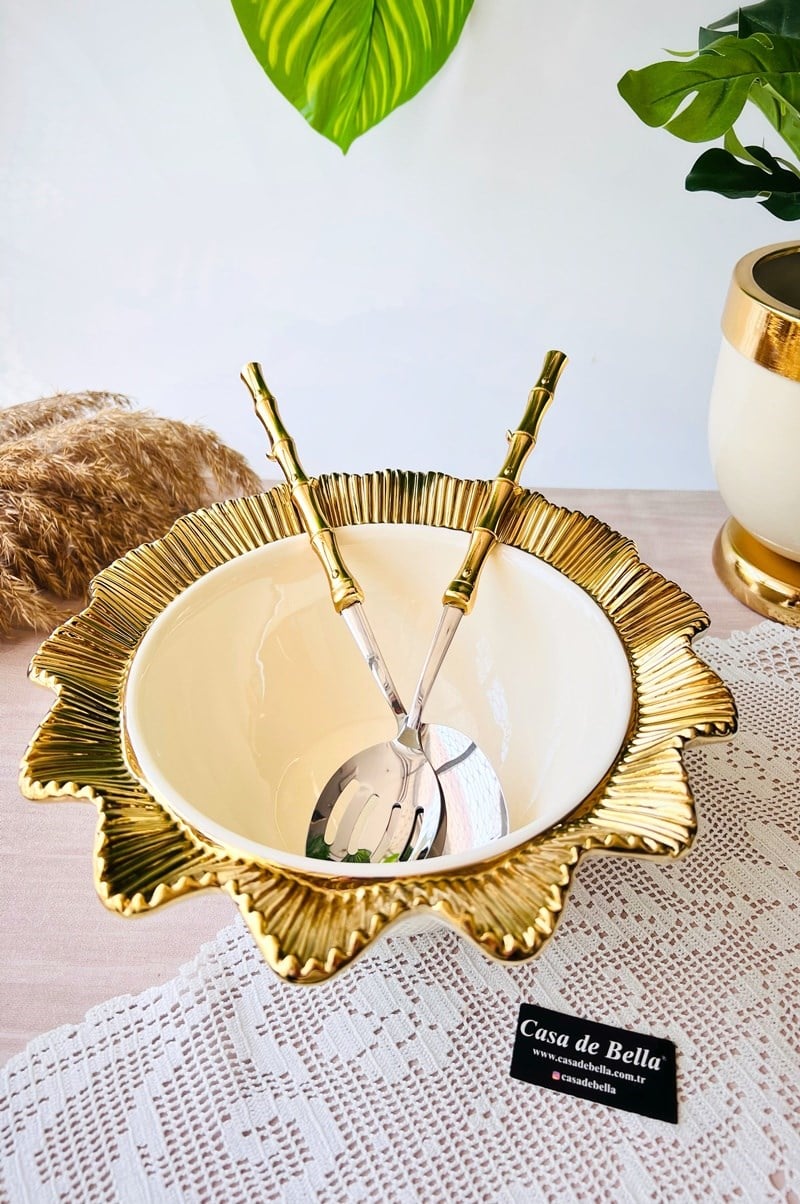 Gold Büyük Boy Yuvarlak Derin Kase 29cm