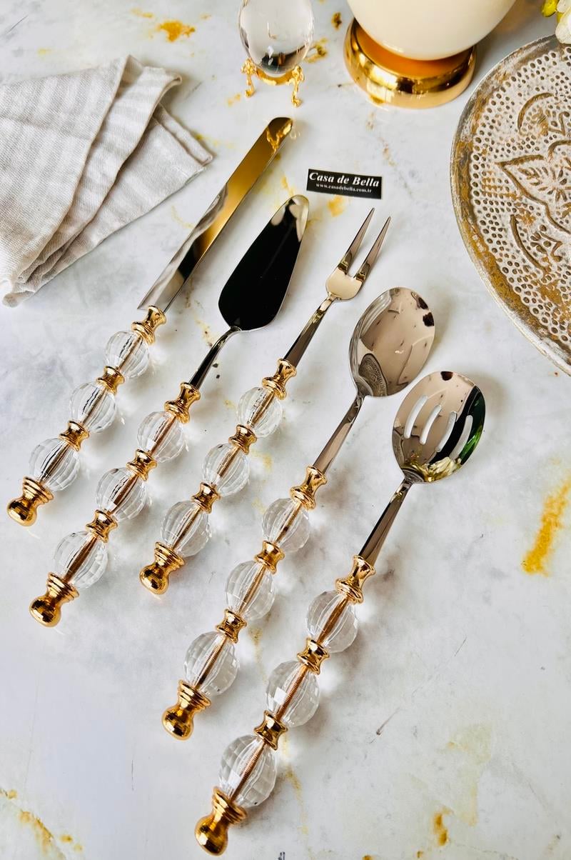 Gold Eskitme 5 Parça Boncuk Servis Seti