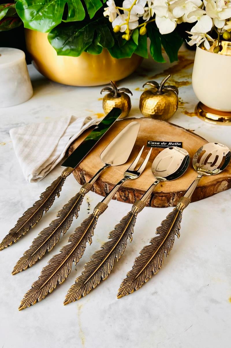 Gold Eskitme 5 Parça Tüy Servis Seti