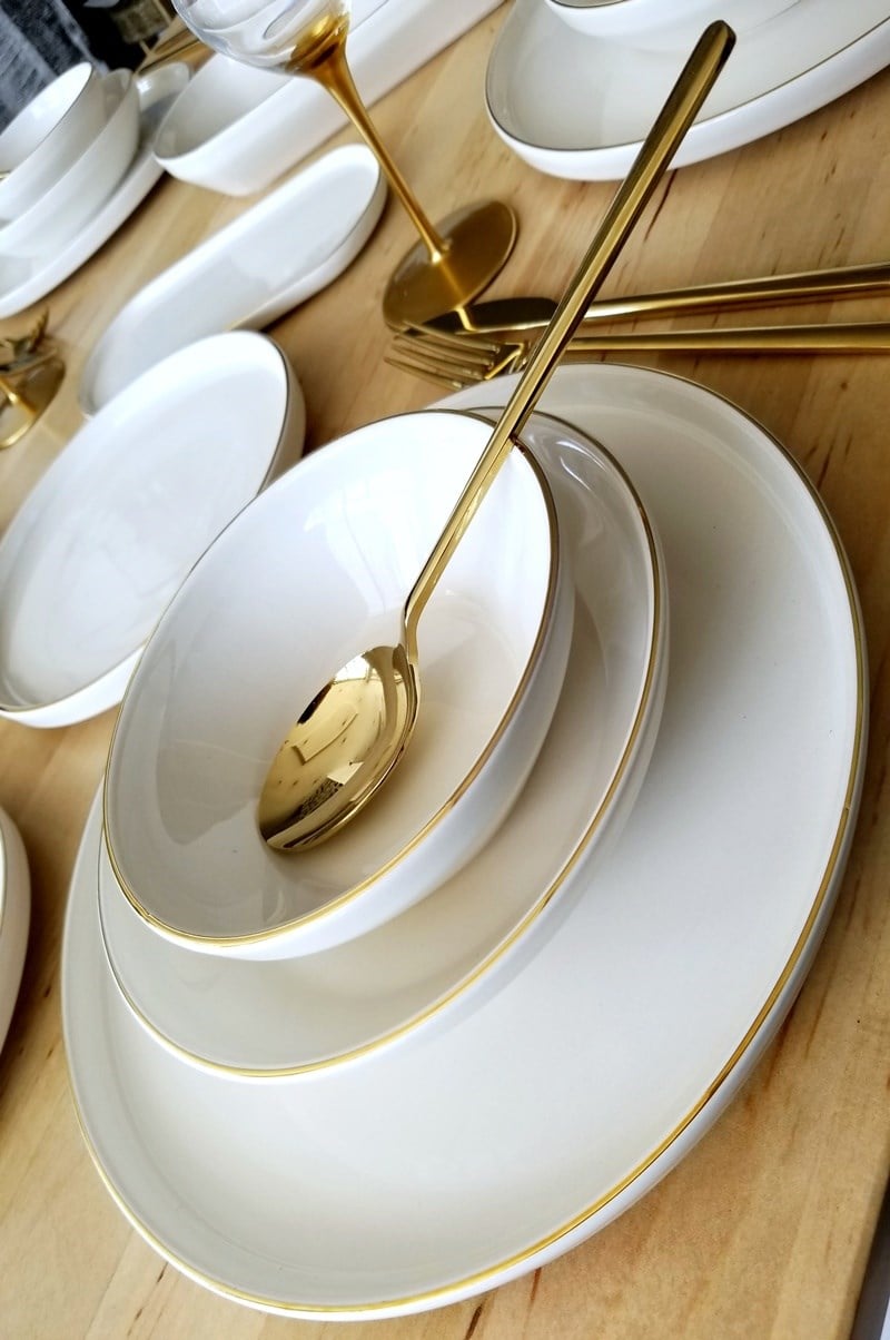 Gold Modern 27 Parça Stonware Yemek Takımı