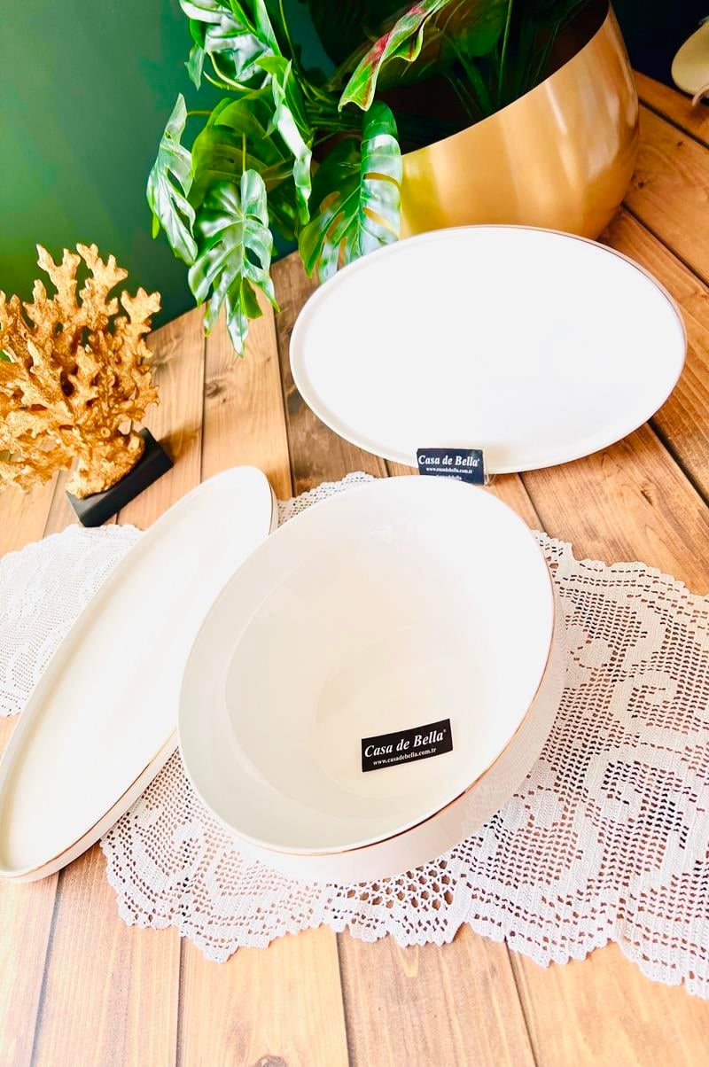 Gold Modern 3 Parça Kayık ve Salata Kase
