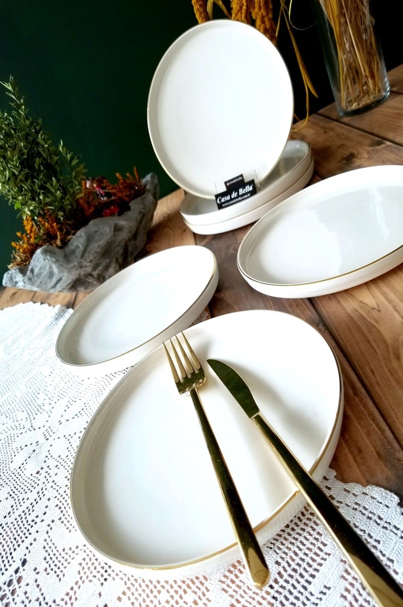 Gold Modern 6 Kişilik Lüks Servis Tabağı 26cm