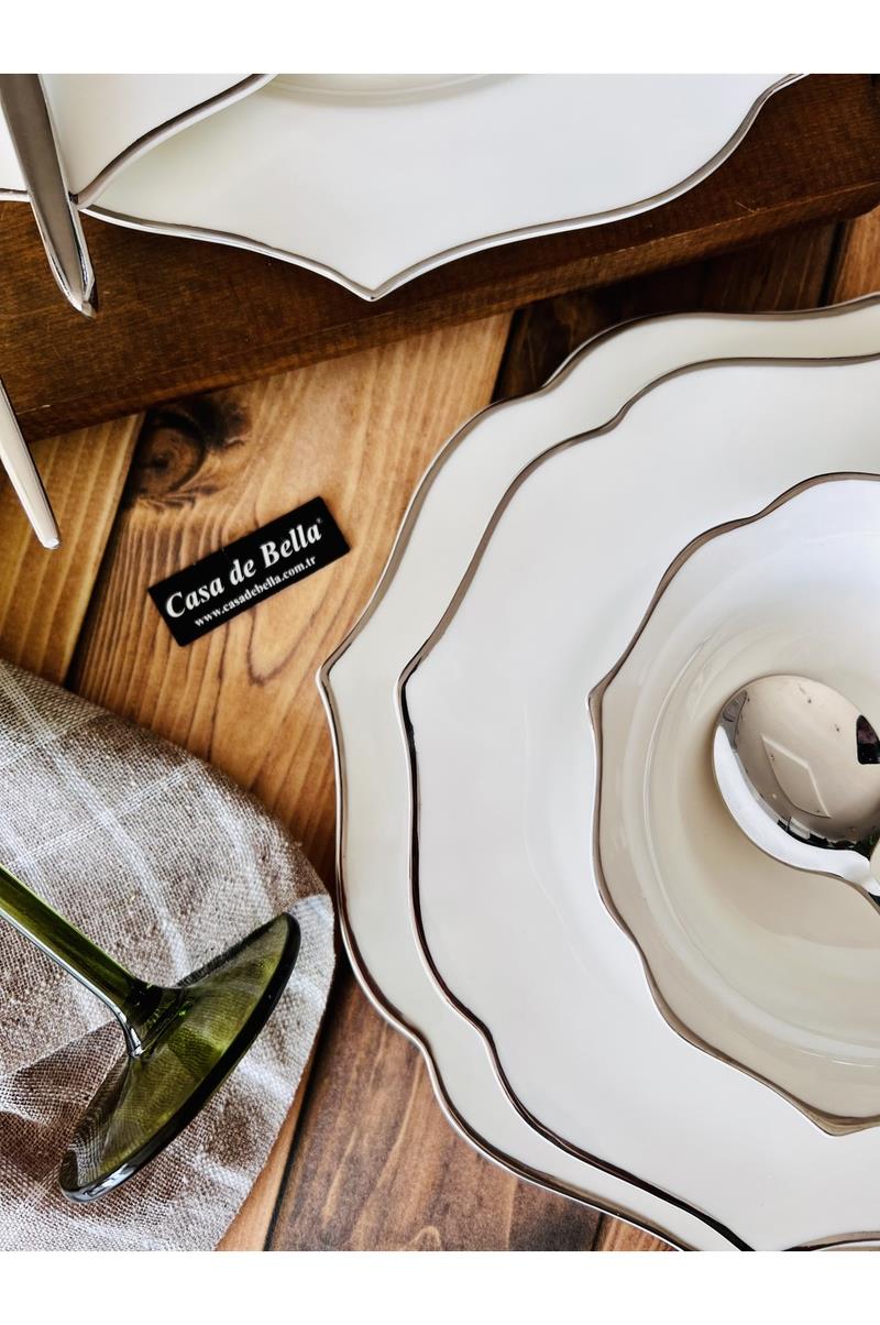 Grey 24 Parça 6 Kişilik Porselen Yemek Takımı