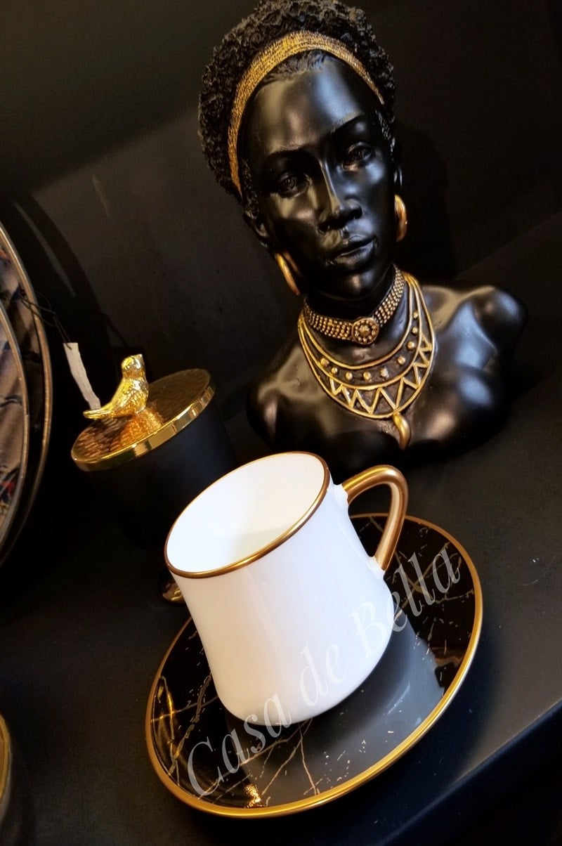 KOLEKSİYON SUFİ SİYAH MERMER 6 LI ÇAY/NESCAFE FİNCANI